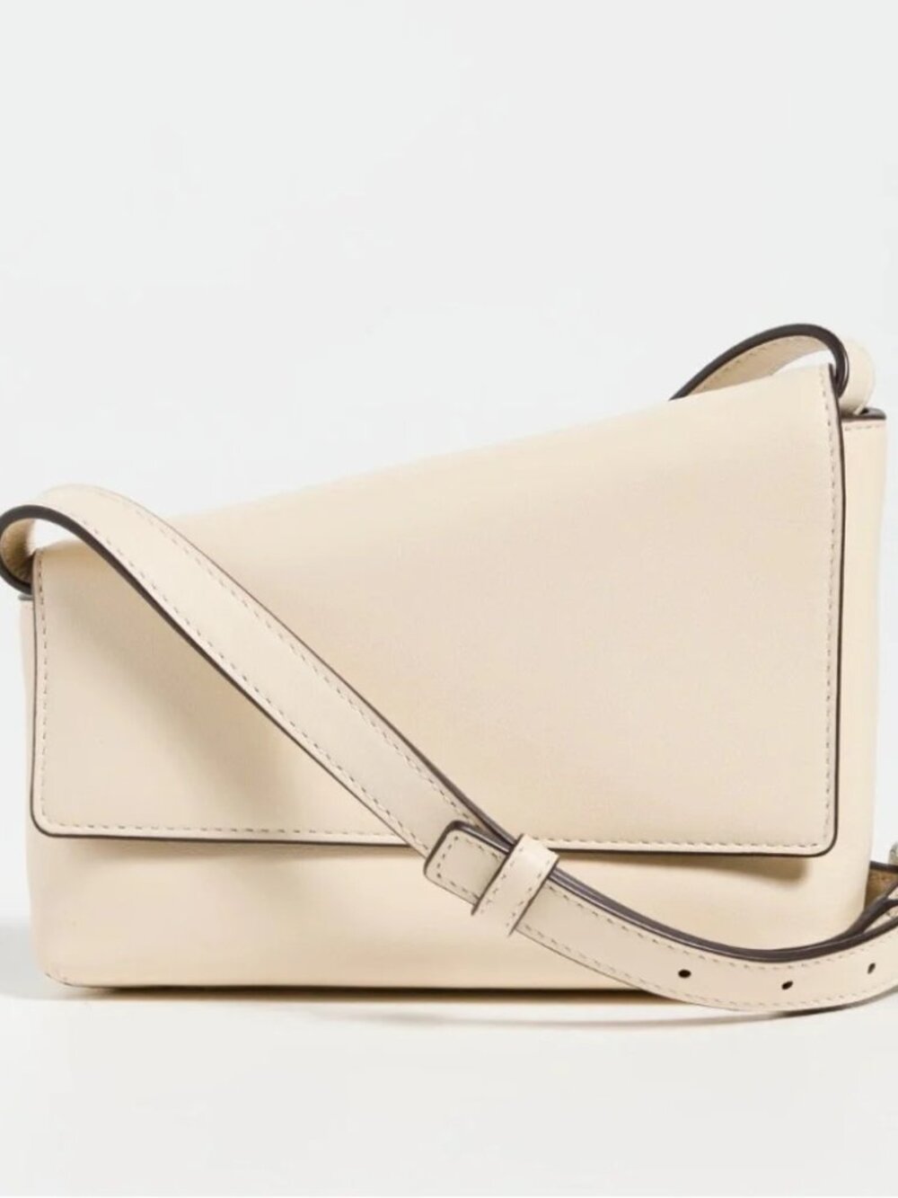 STAUD Acute Cream Leather Asymmetrical Crossbody Bag